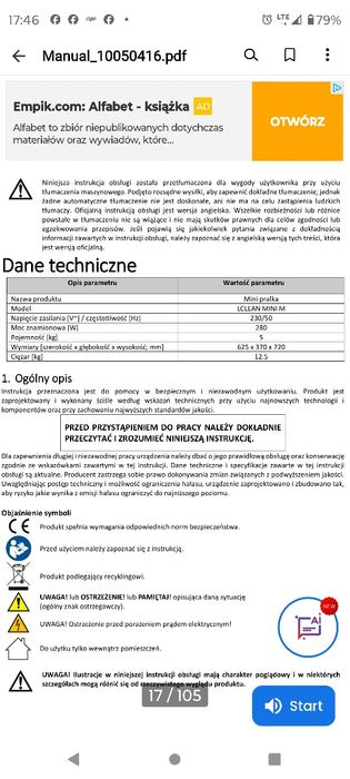 Pralka z wirówką 2 w 1