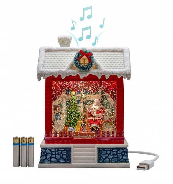 Latarenka Lampion Świąteczny Ozdoba Dekoracja Domek Mikołaj Grający