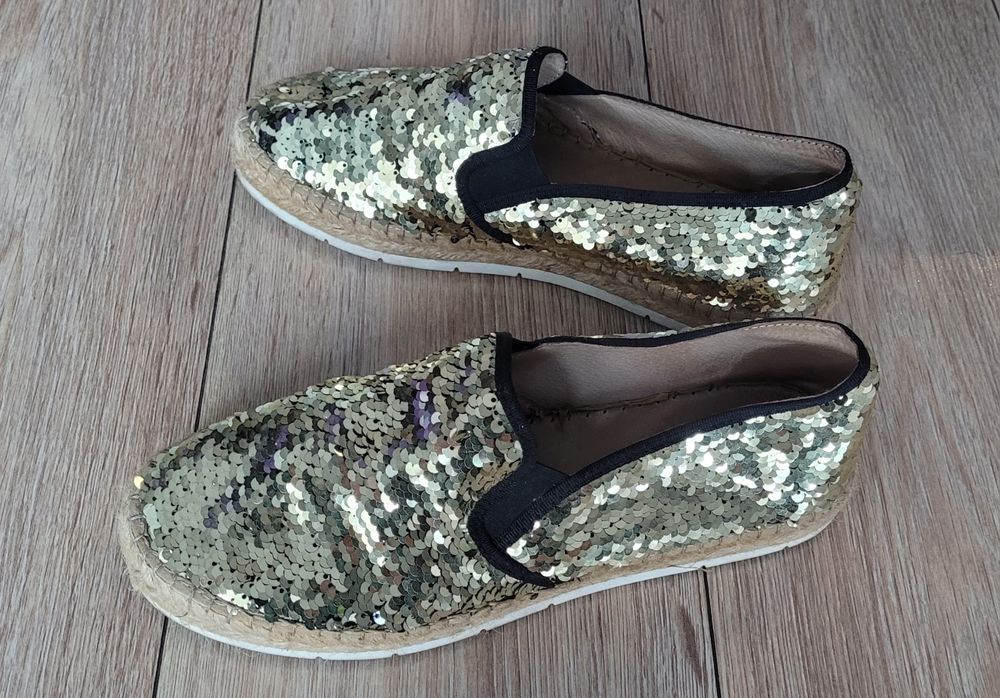 Venezia złote espadryle cekiny