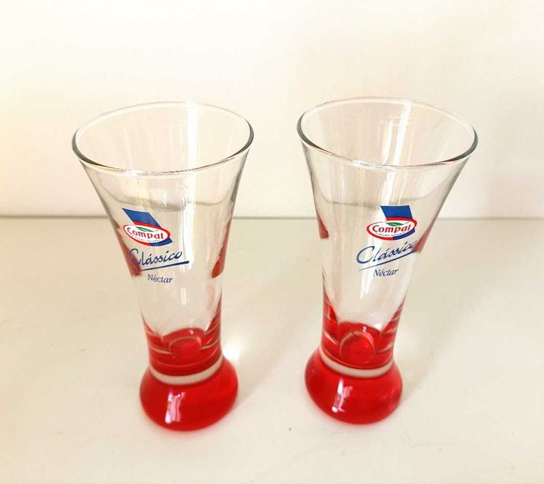 Par copos vintage vidro coleção Compal Clássico Néctar