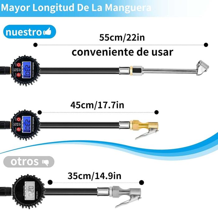 Medidor e Enchedor de Pneus Digital ENDARK - 200 PSI (Profissional)