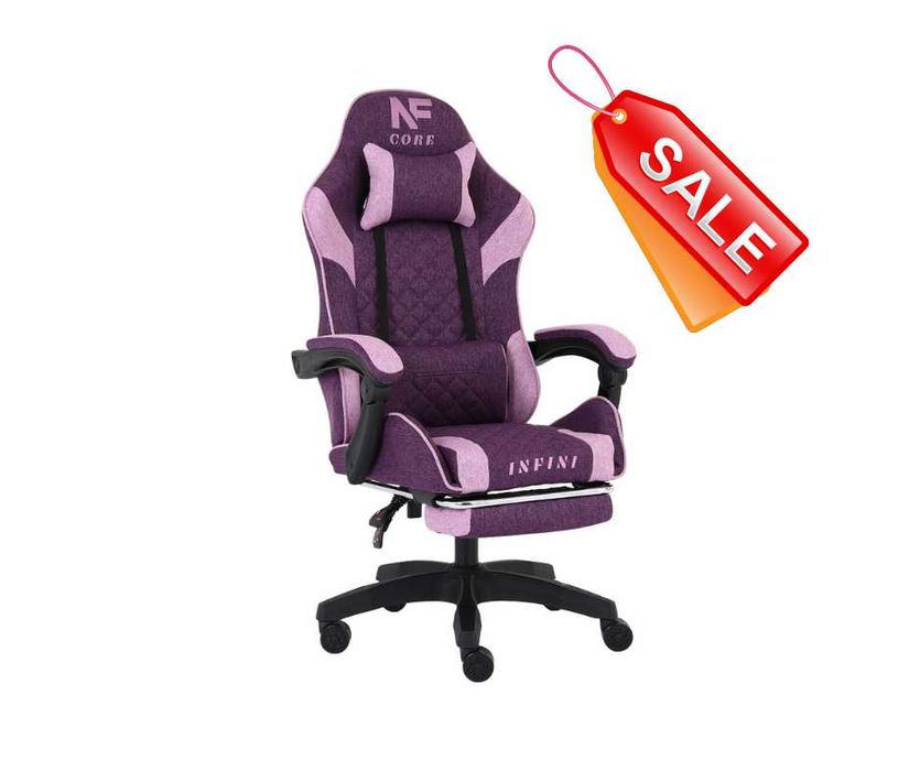 Fotel Gamingowy z podnóżkiem INFINI Core Purple