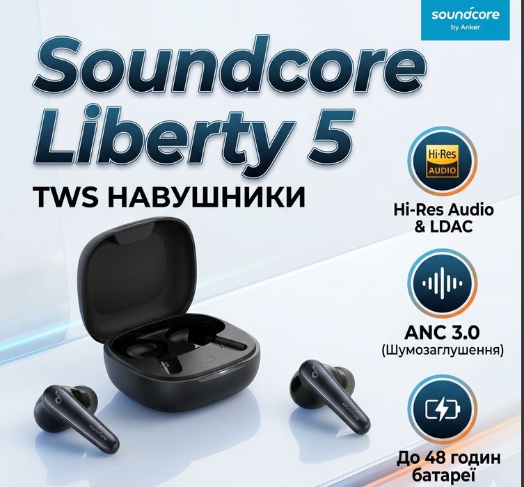 Нові Anker Soundcore Liberty 5 LDAC Black Bluetooth ANC