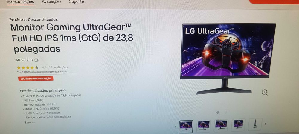 Monitor LG Ultra Gear 24 FullHD 144hz