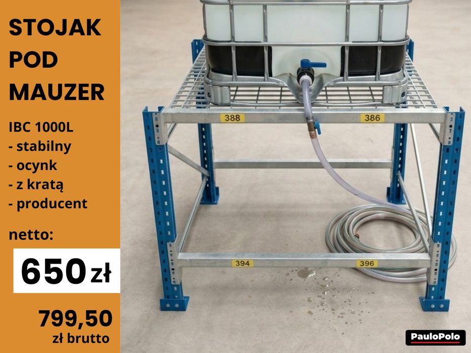 Stojak pod mauzer IBC 1000L stabilny ocynk z kratą producent