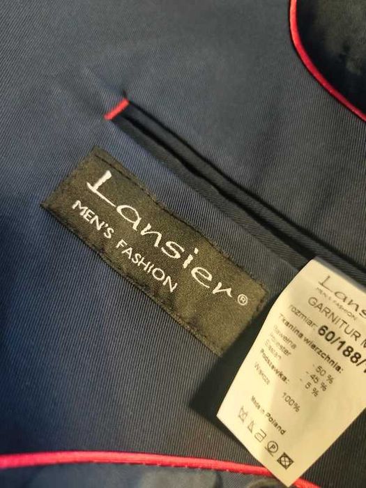 Lansier marynarka elegancka granatowa wiskoza 60