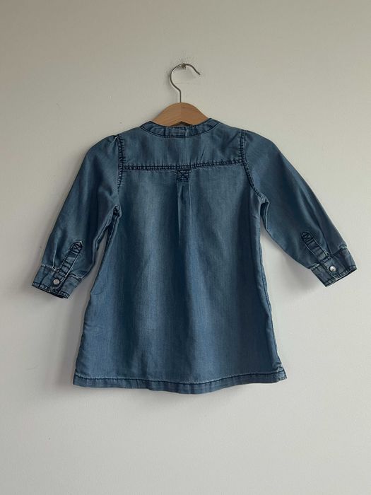 H&M koszula tunika dziewczęca niemowlęca niebieska bawełna jeansowa 80