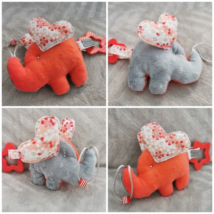 Słonik szczęścia Arti zabawka sensoryczna dla niemowlaka 3w1 Hand made