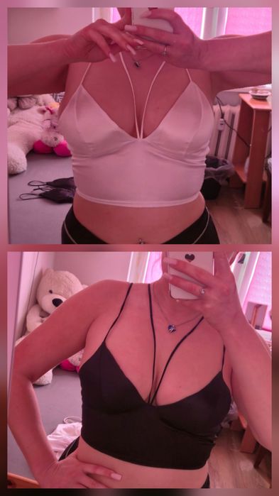 Zestaw 2x Crop top biały czarny S/M sexy