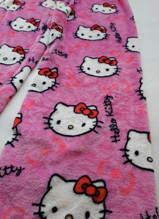 Nowe Pluszowe Spodnie Hello Kitty różowe Piżama OKAZJA