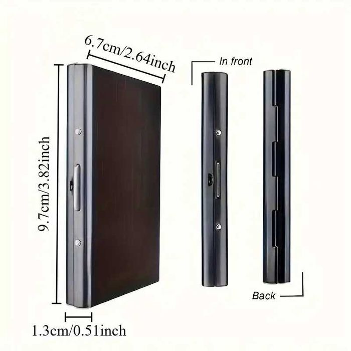 Porta-cartões Metálico Preto com 6 Divisórias