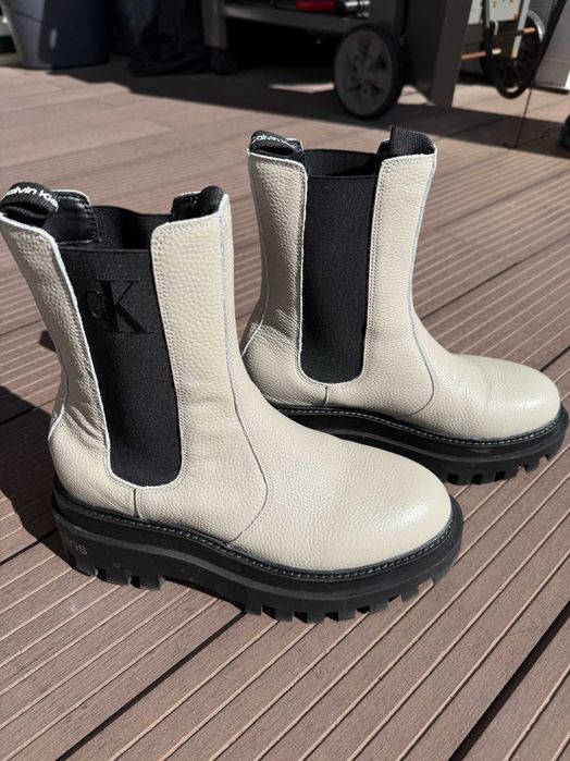 Botas Chelsea Calvin Klein Jeans em Pele – Tamanho 38