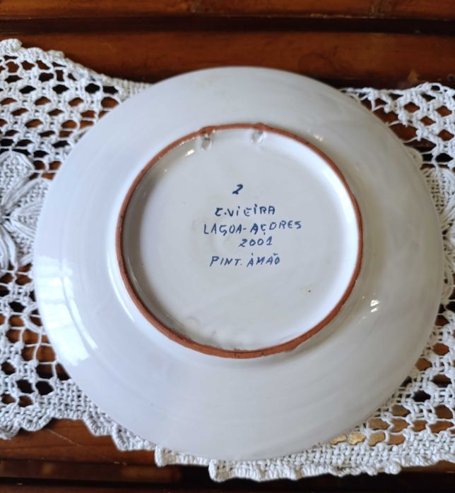 Prato Pintado à Mão Lagoa Açores Diâm. 25cm - Certificado - História