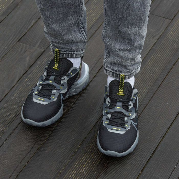 Кросівки Nike React Vision Black/Grey premium | Кроссовки Найк чоловічі