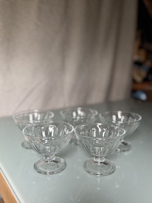 5 x maly pucharek na lody lub inne przekąski na nóżce retro szkło prl 200 ml