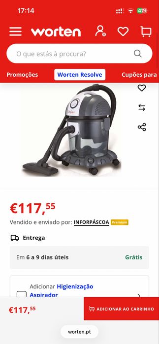 Venfo aspirador usado 2 vezes