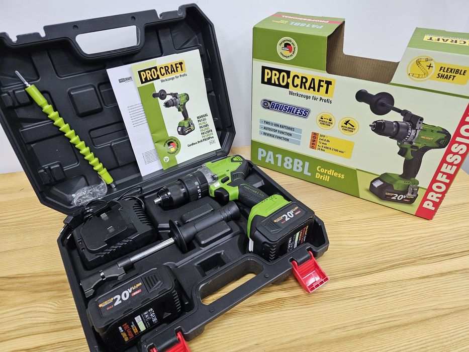 Шуруповерт Бесщеточный 50Нm +Удар ProCraft 4.0Ah акб 2шт Кейс Гарантия