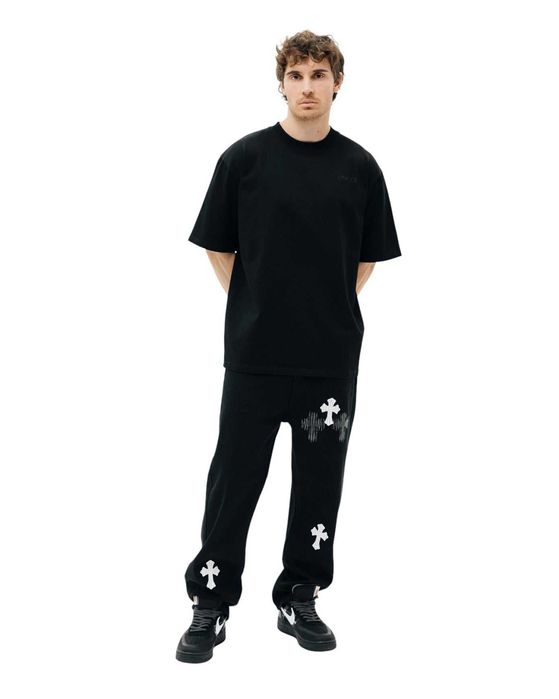 Джинси Chrome Hearts Jeans with White and Black Cross Black CH130-BK