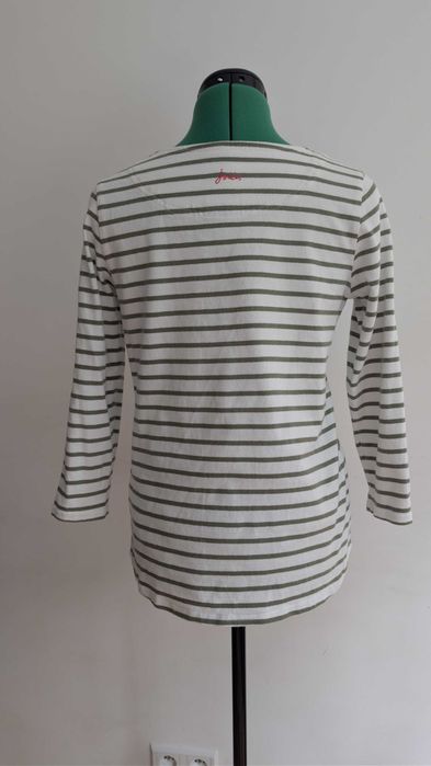 Bawełniana bluzka w paski Joules 38 M – khaki longsleeve, breton, preppy