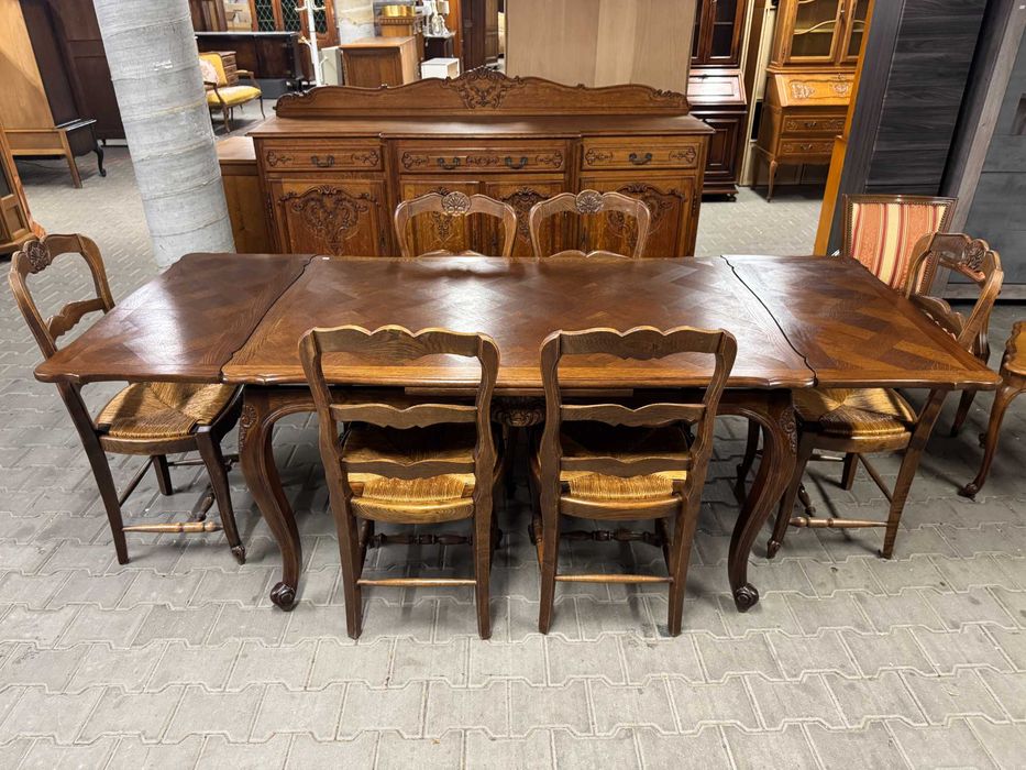 Stół i 6 krzeseł Ludwik stół rozkładany stół drewniany dąb