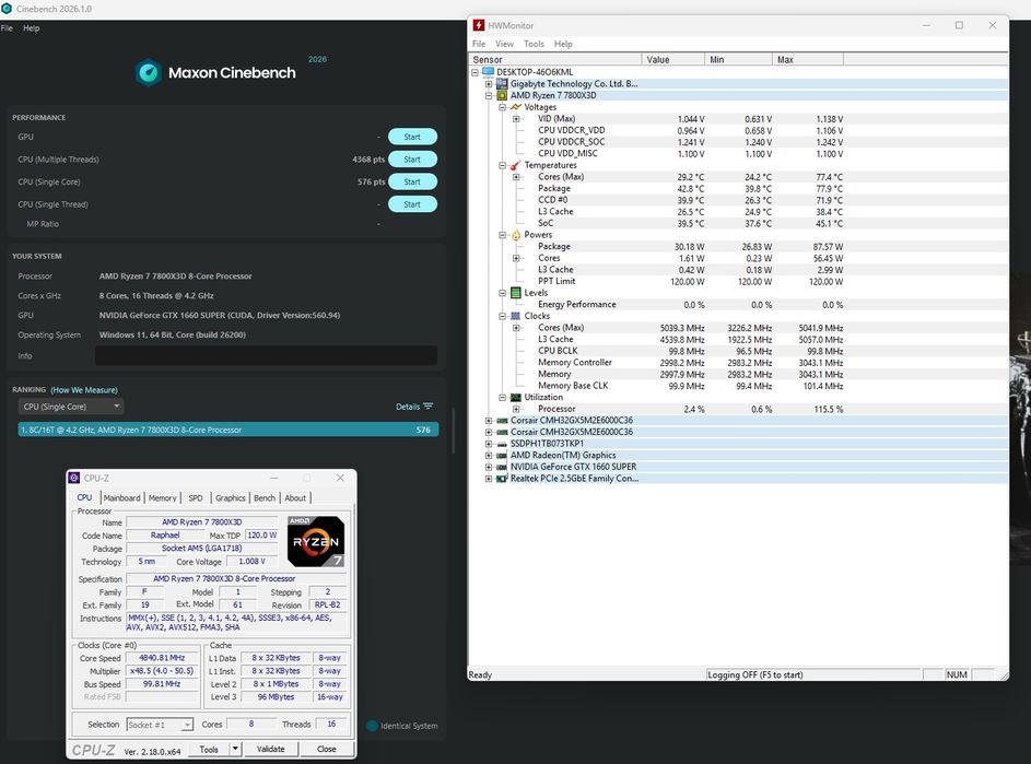 AMD Ryzen 7 7800X3D AM5 – Excelente Estado | Testado