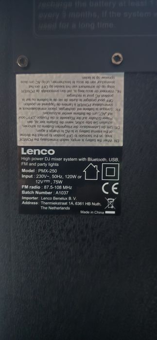 Glośnik/Mikser DJ z Bluetooth i radiem Lenco PMX-250