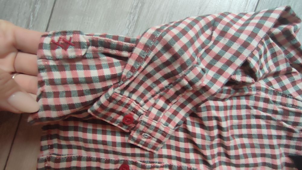 Koszula w kratę elegancka chłopięca rozm.80