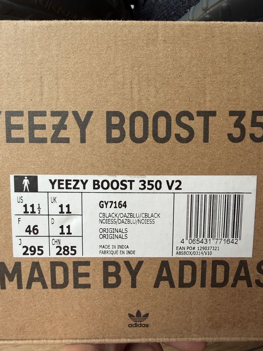 Adidas Yeezy Boost 350 V2 Dazzling Blue buty sneakersy czarne niskie 46