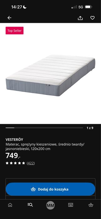 Materac VESTERÖY 120x200