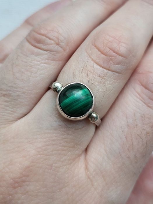 Новое кольцо натуральный малахит серебро 925 импорт