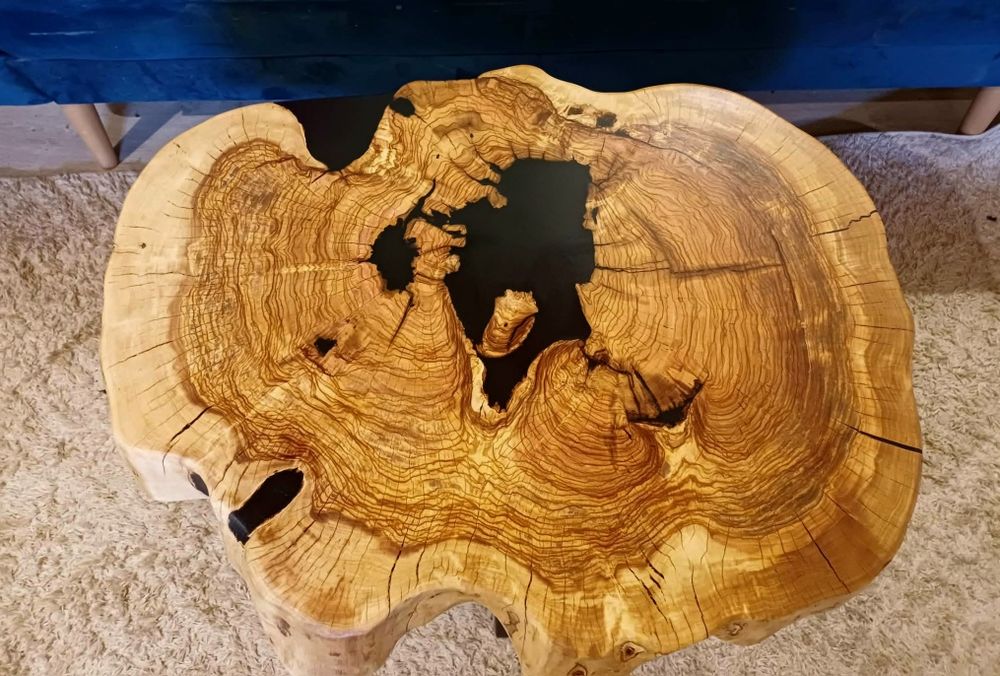 Stolik kawowy 67x50cm live edge plaster drewna loft