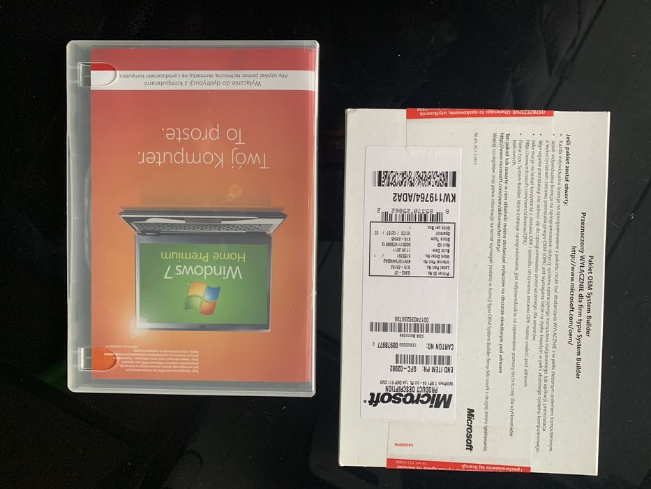 System operacyjny windows 7 home premium oryginalny z licencja i plyta