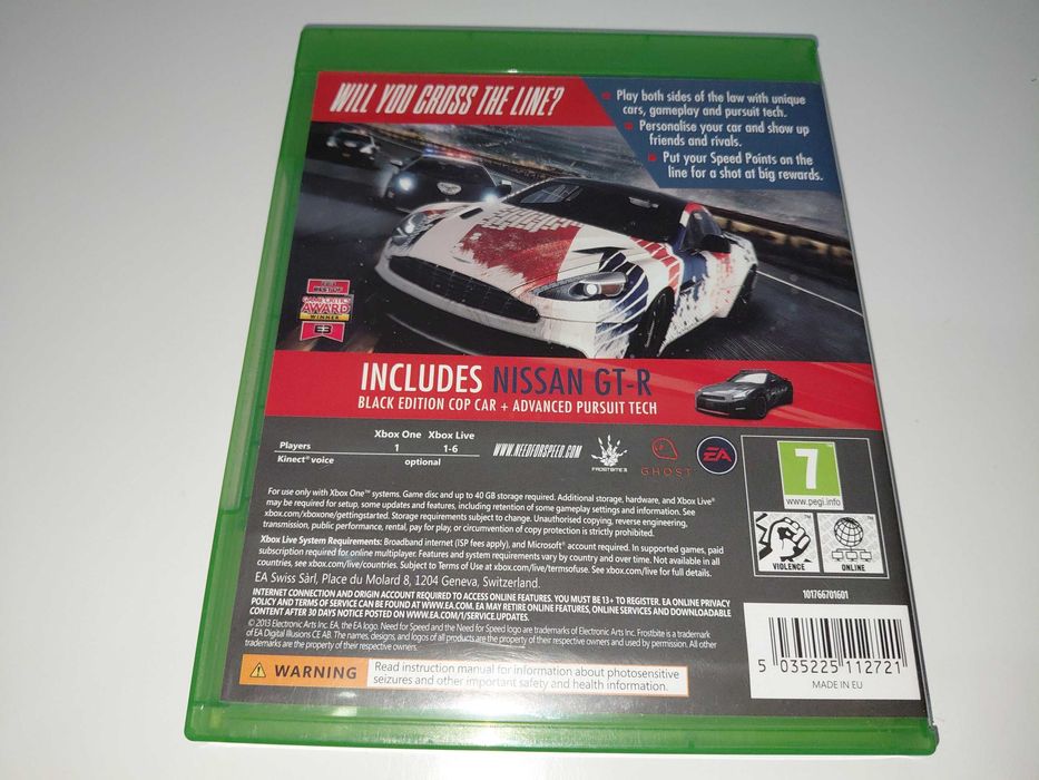 xbox one NEED FOR SPEED RIVALS REMASTER wyścigi samochodowe policjanci i złoczyńcy gra na płycie