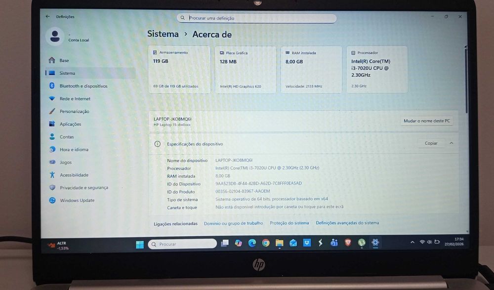 Portátil HP i3 muito rápido
