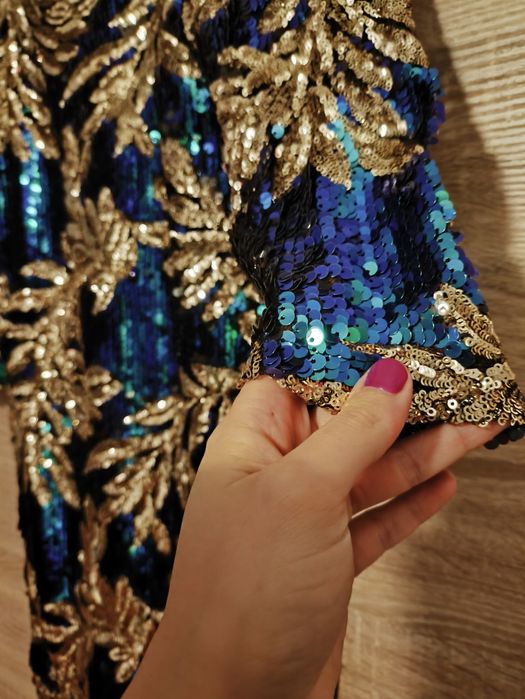 Sukienka Missi London s cekiny karnawał zielona Sylwester piękna