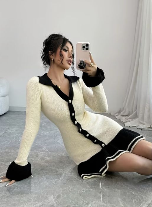 Молочна елегантна сукня в стилі old money