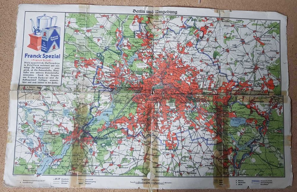Oryginalna mapa Berlin i okolice - wydanie 1928
