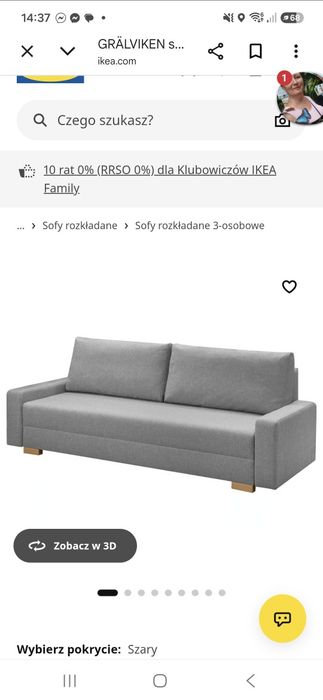 Sofa 3 osobowa rozkładana