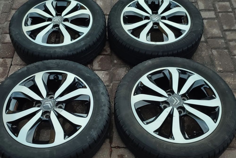 Koła Felgi Aluminiowe Oryg. Citroen C1 Peugeot 108 Toyota Aygo 15 Cali 4x100 4,5Jx15 Et35 Ø54,1mm Continental 165/60/15 2015r 5,8-6,5mm Starogard Gdański