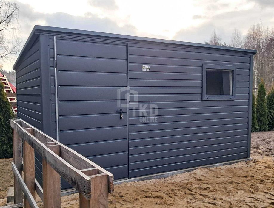 Schowek domek ogrodowy 3,5x2,5m - Drzwi okno  dach spad w tył TKD252