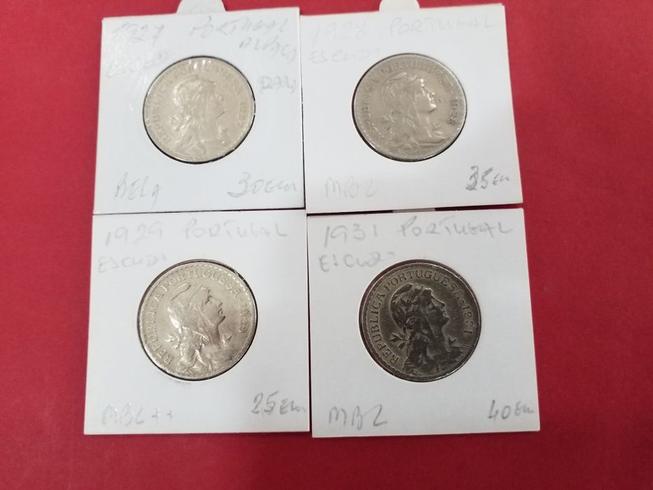 Moedas antigas portuguesas em alpaca,