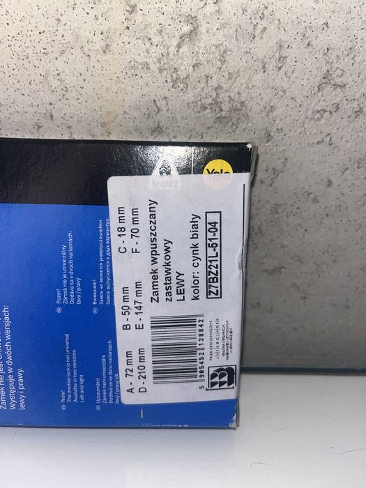 Zamek do drzwi wpuszczany