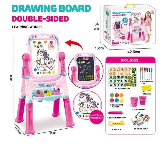 Дитячий мольберт 2в1  дошка для творчості та малювання