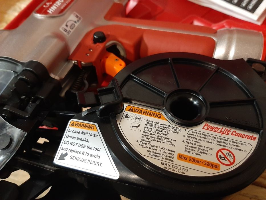 MAX PowerLite HN120 osadzak do betonu stali gwoździarka wysokociśnieni