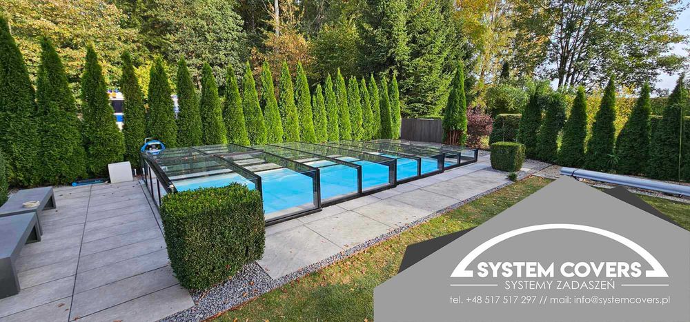 Zadaszenie basenowe, basenu, 370 x 850 x 80 cm - System Covers