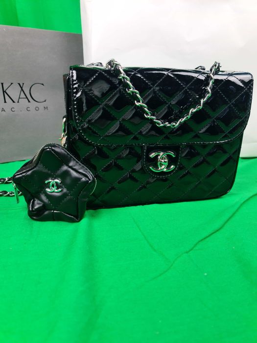 Torebka plecak Torba lakierowana czarna skórzana kuferek Premium