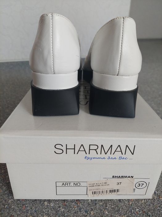 Туфли босоножки Sharman натуральная кожа белые на платформе на каблуке