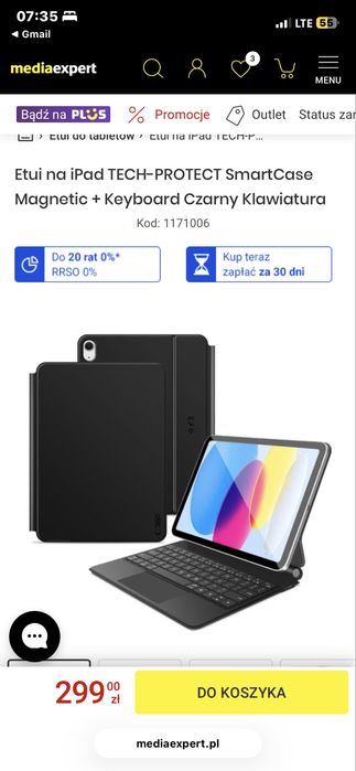 czarne etui na iPad z klawiaturą Tech Protect SmartCase