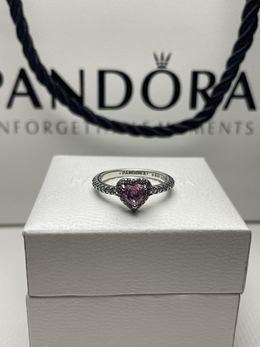ЗНИЖКА Каблучка Pandora стиль | Чорне,Червоне серце |  Кольцо пандора