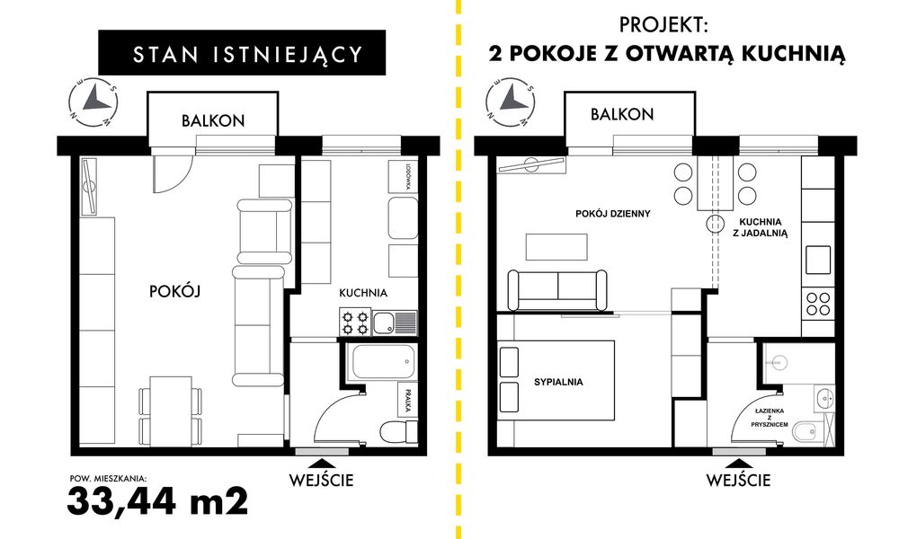 Mieszkanie 33,44 m² | Sosnowiec Milowice | Kawalerka 500m do Katowic